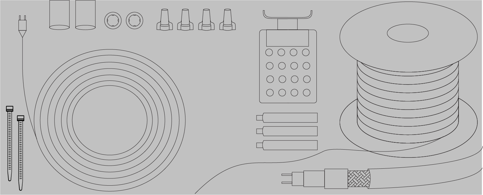 drawing of heat trace cables and accessories